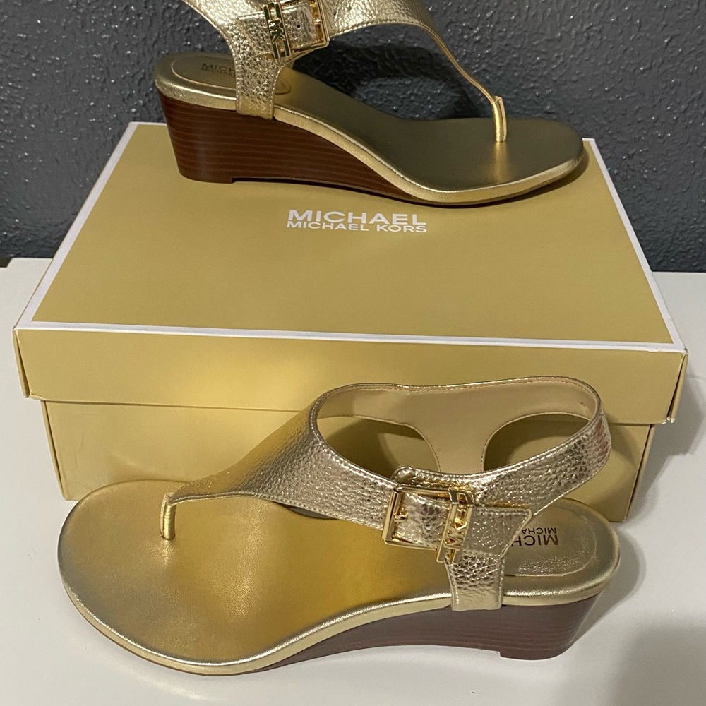 Michael Kors Gold Wedge Sandals